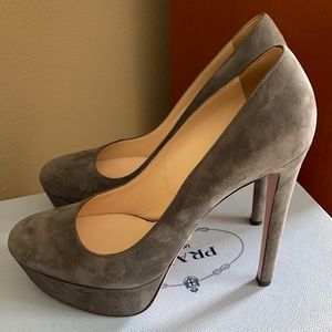 Prada Grey Platform Heels